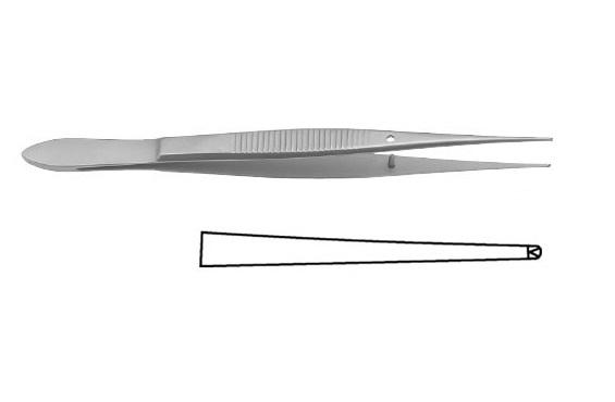 GRAEFE Пінцет для райдужної оболонки; прямий; 1x2 зубчики; 10,0см; ширина бранш 1,0 +/-0,1. Tontarra Medizintechnik GmbH